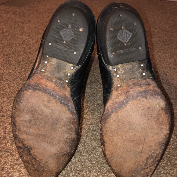 TONY LAMA MENS BLACK EL PASO ROUND TOE BOOTS - Picture 4 of 9